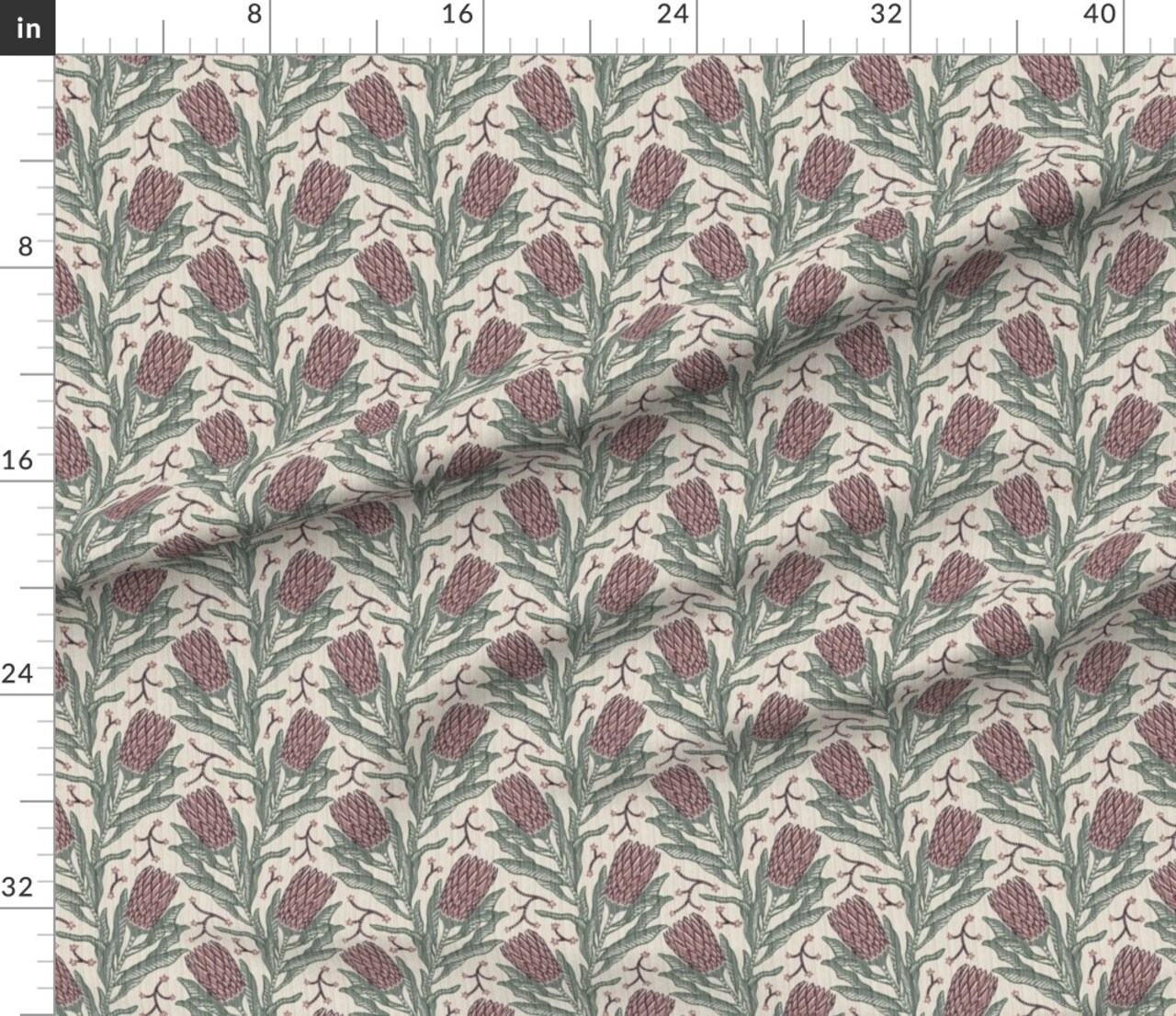 Botanical Rustic Floral Cottagecore Modern Farmhouse Bohemian Folk Style Boho Eclectic Vintage Retro Dusty Purple Maximalist Floral Garden Custom Printed Fabric by Spoonflower Various Fabrics by the Yard or Fat Quarter